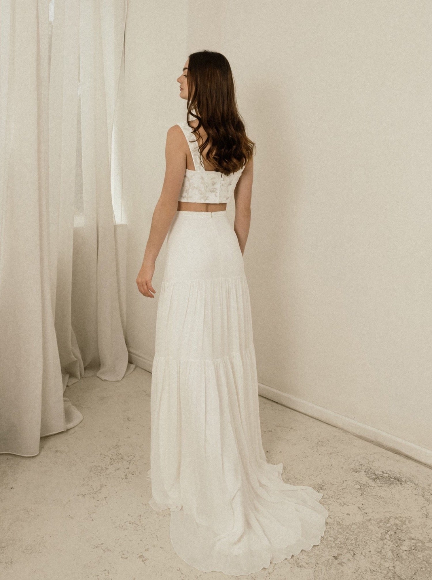 Bo & Luca Poppy Gown with Tiered Skirt full length back