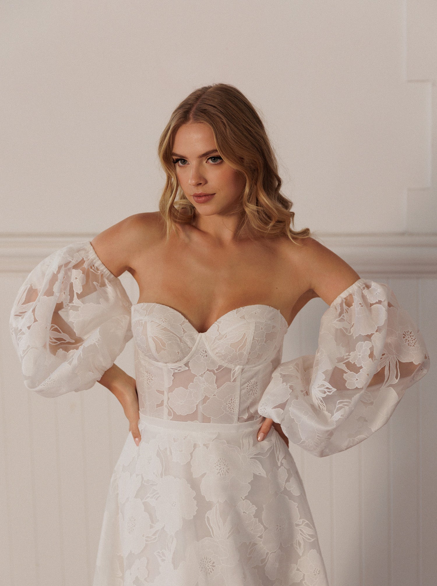 Cassia Gown | Bold and Romantic Organza Jacquard | Bo & Luca Cassia Gown & Puff Sleeves / 8AU Cassia Gown | Bold and Romantic Organza Jacquard | Bo & Luca Cassia Gown & Puff Sleeves / 8AU
