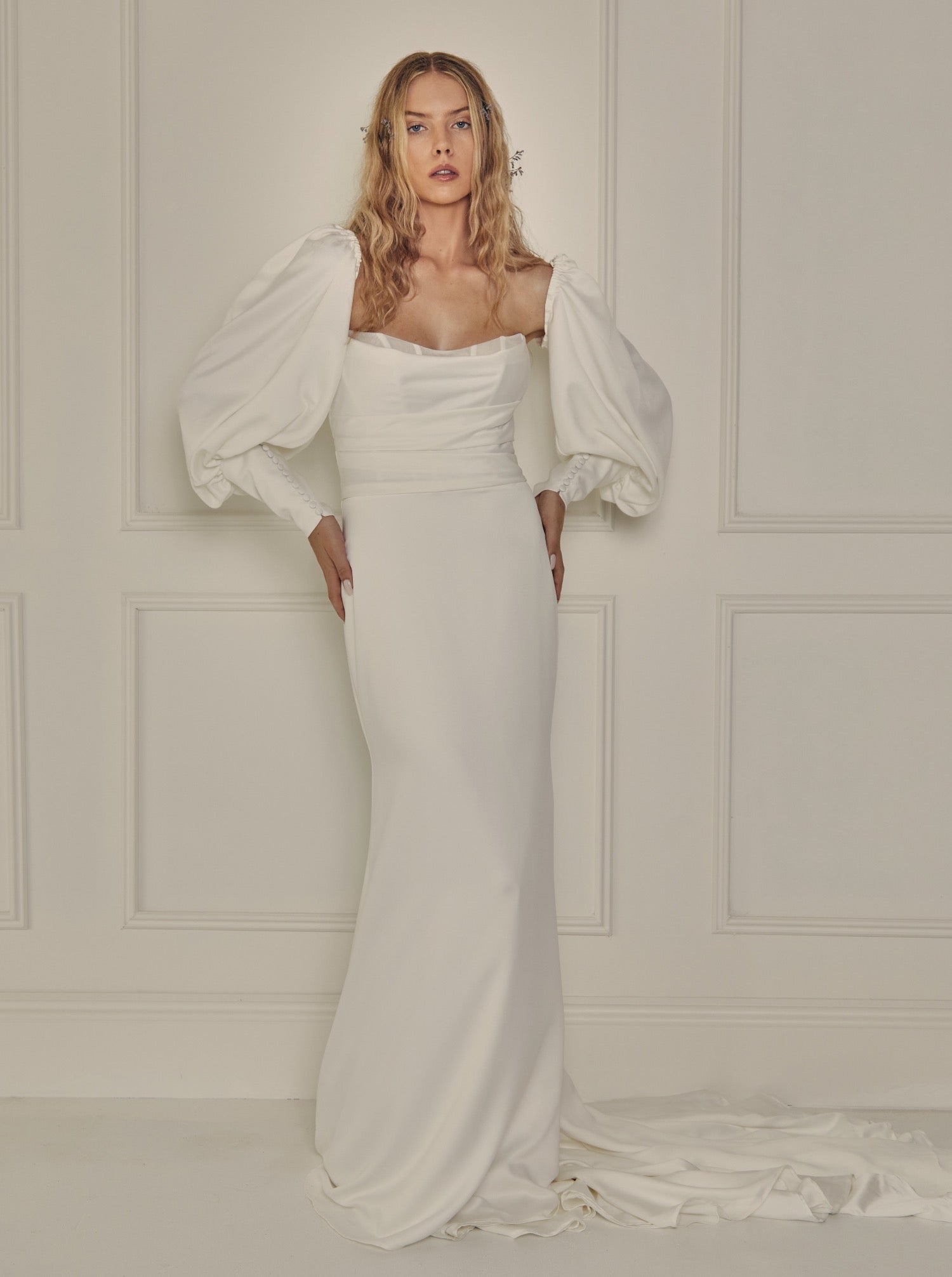 Temple by Bo & Luca Celine Gown Bishop Sleeves