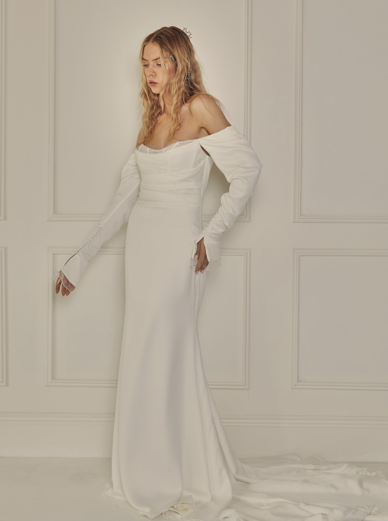 Temple by Bo & Luca Celine Gown Draped Sleeves